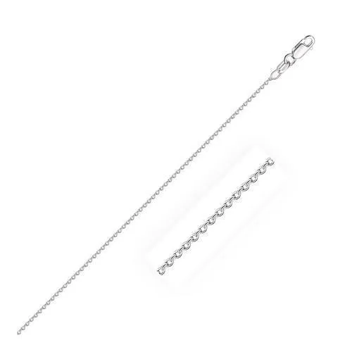 14k White Gold Round Cable Link Chain 0.7mm, size 16''