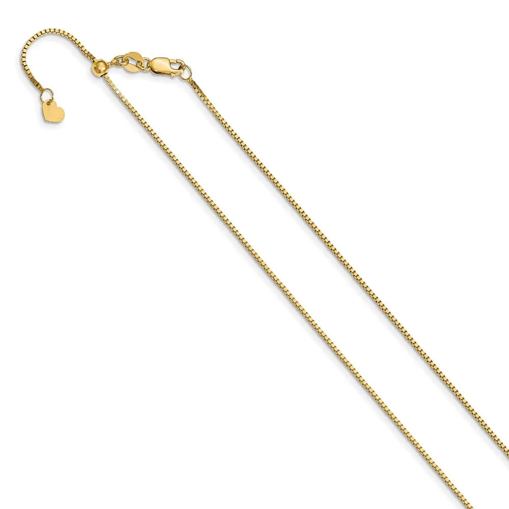 14K Yellow Gold Adjustable .9mm Box Chain