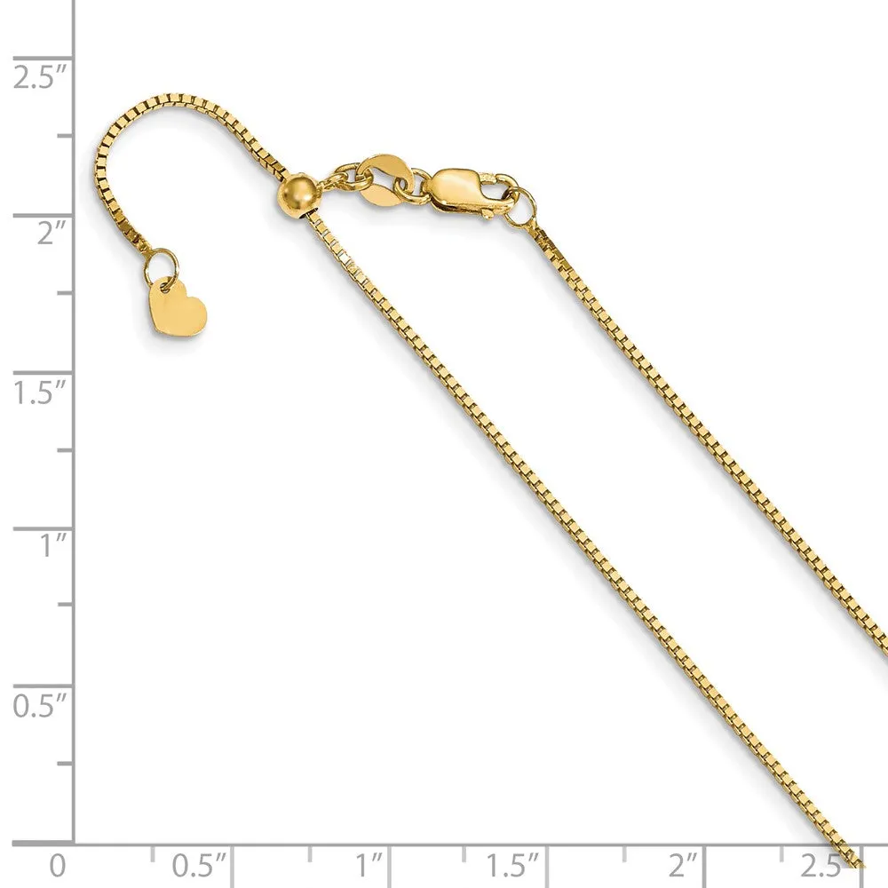 14K Yellow Gold Adjustable .9mm Box Chain