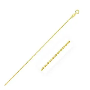 14k Yellow Gold Diamond-Cut Bead Chain 1.0mm, size 16''