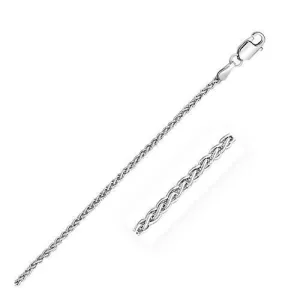 2.2mm Sterling Silver Rhodium Plated Wheat Chain, size 20''