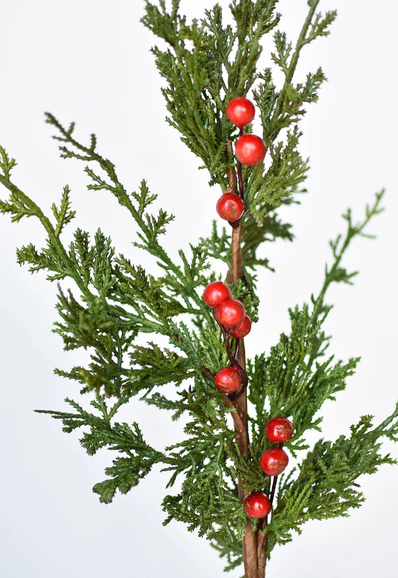 24" Faux Cedar Spray w/ Red Berry Stem