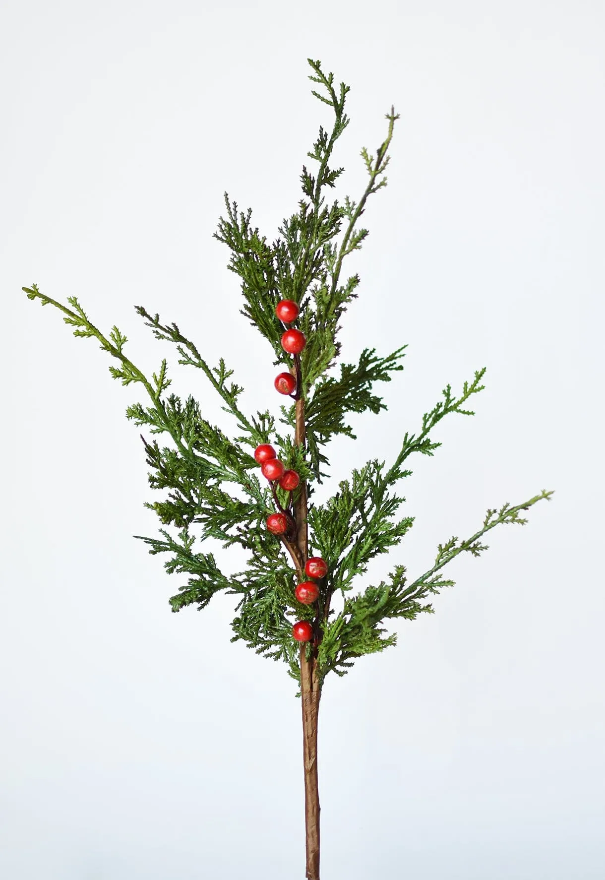 24" Faux Cedar Spray w/ Red Berry Stem