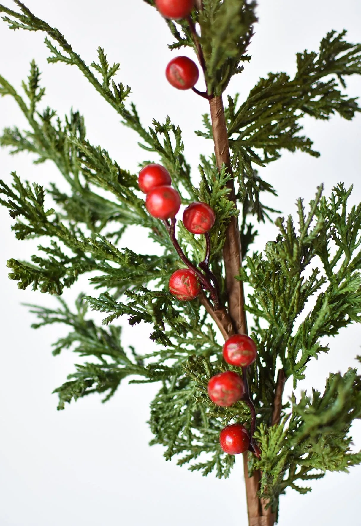 24" Faux Cedar Spray w/ Red Berry Stem