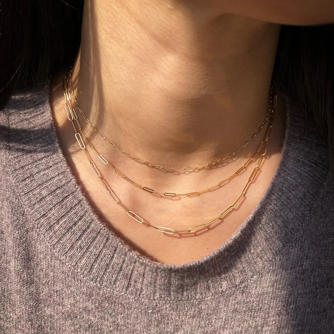 3 Layer Paperclip Chain Necklace