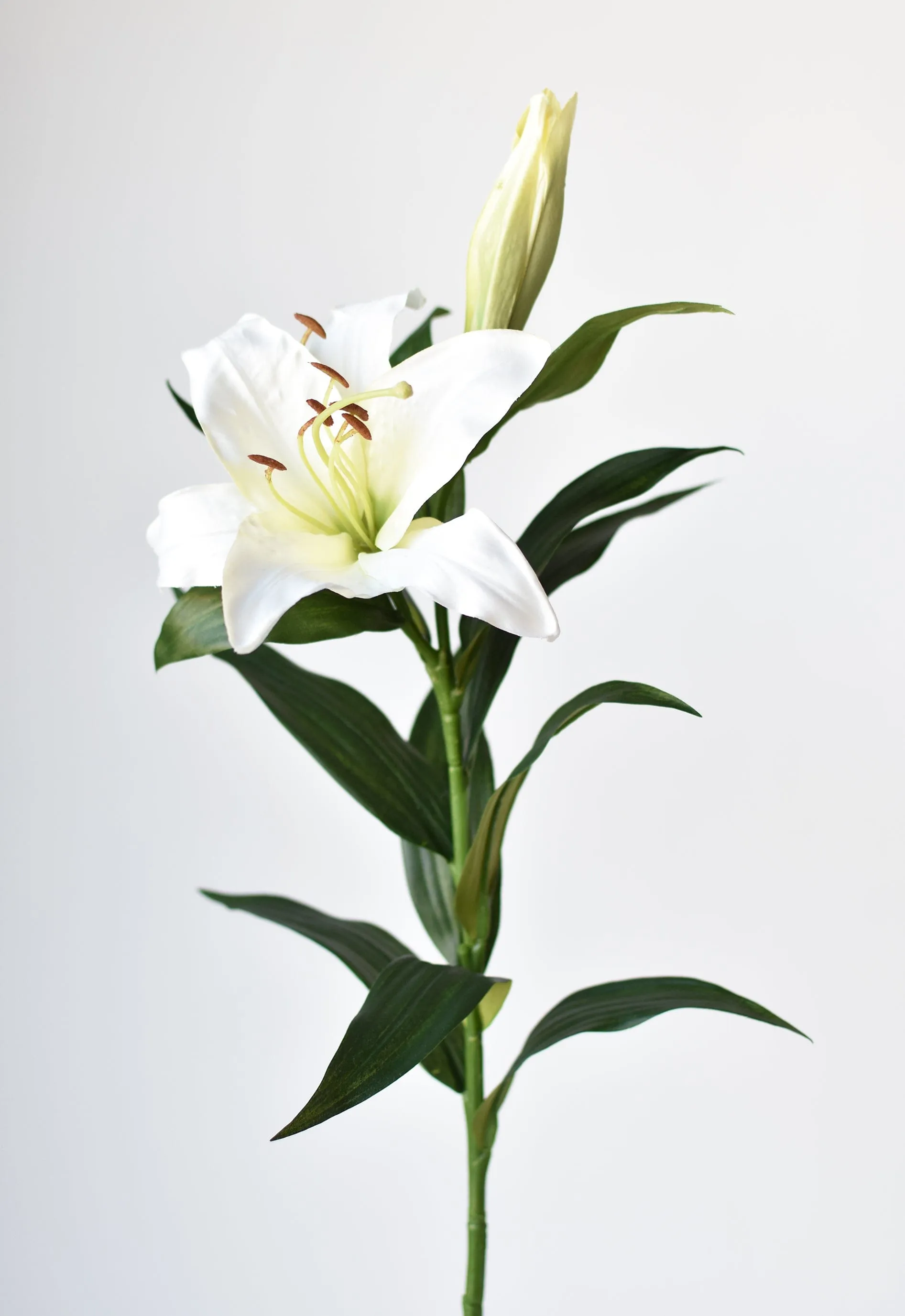 35" Faux White Lily Stem