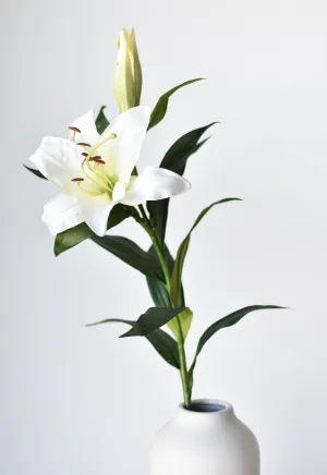 35" Faux White Lily Stem