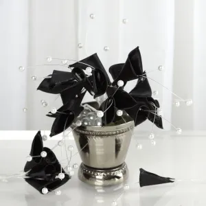 72 Poly Black Calla Lily Bead Flowers With Pearl Spray For Wedding Home Craft Decor