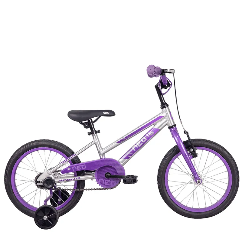 Apollo Neo  16" Kids Bikes - Brushed Alloy / Lavender  / Purple Fade