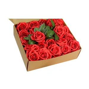 Artificial DIY Foam Rose Stems (50 pcs) - Red