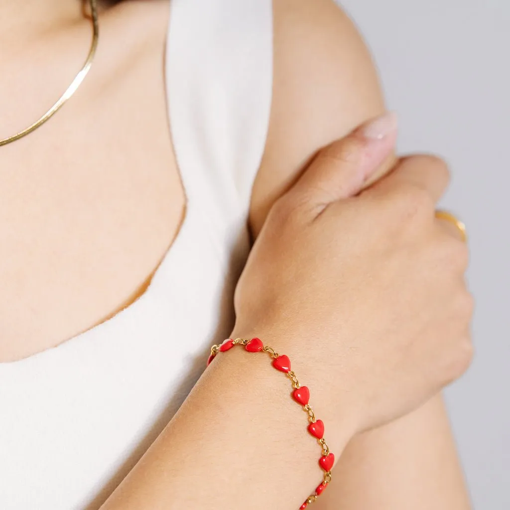 Enamel Heart Bracelet