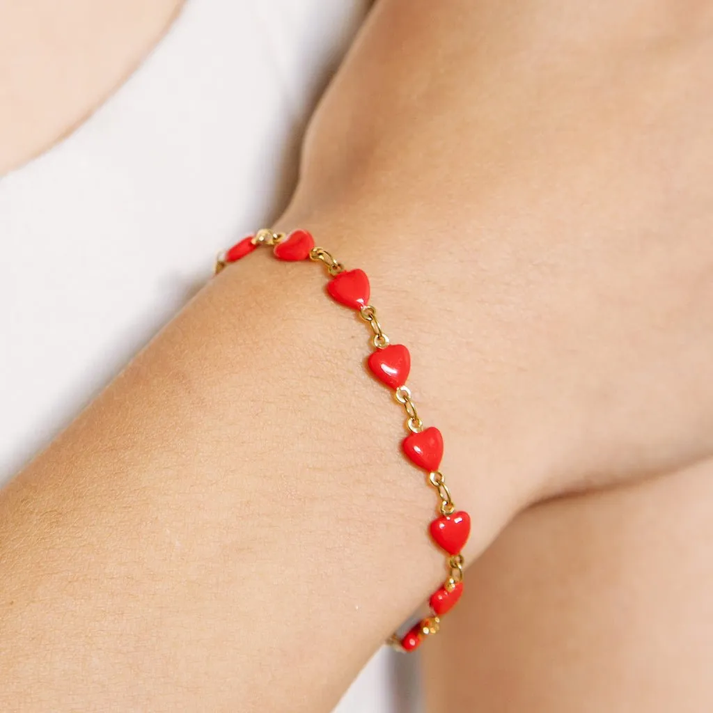 Enamel Heart Bracelet