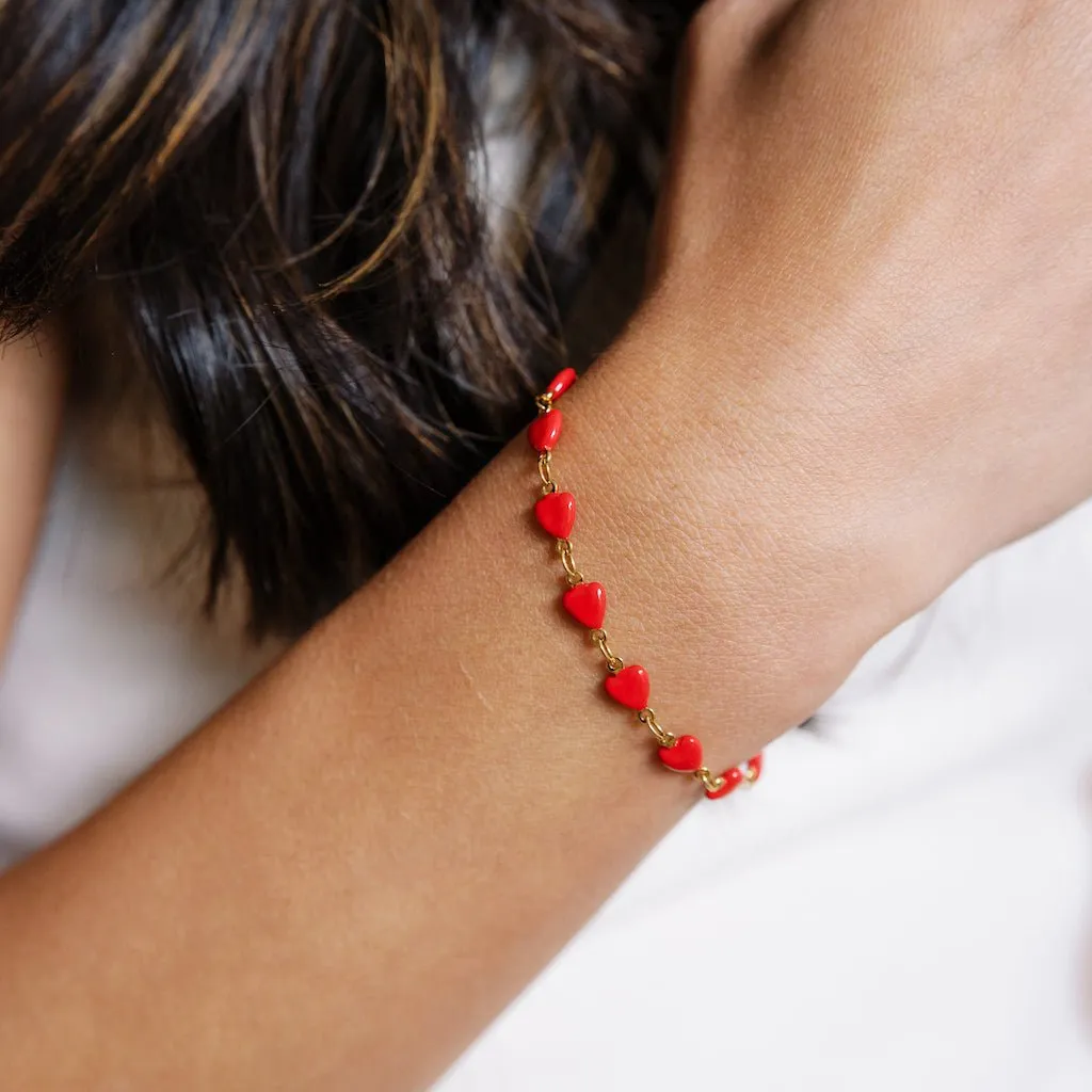 Enamel Heart Bracelet