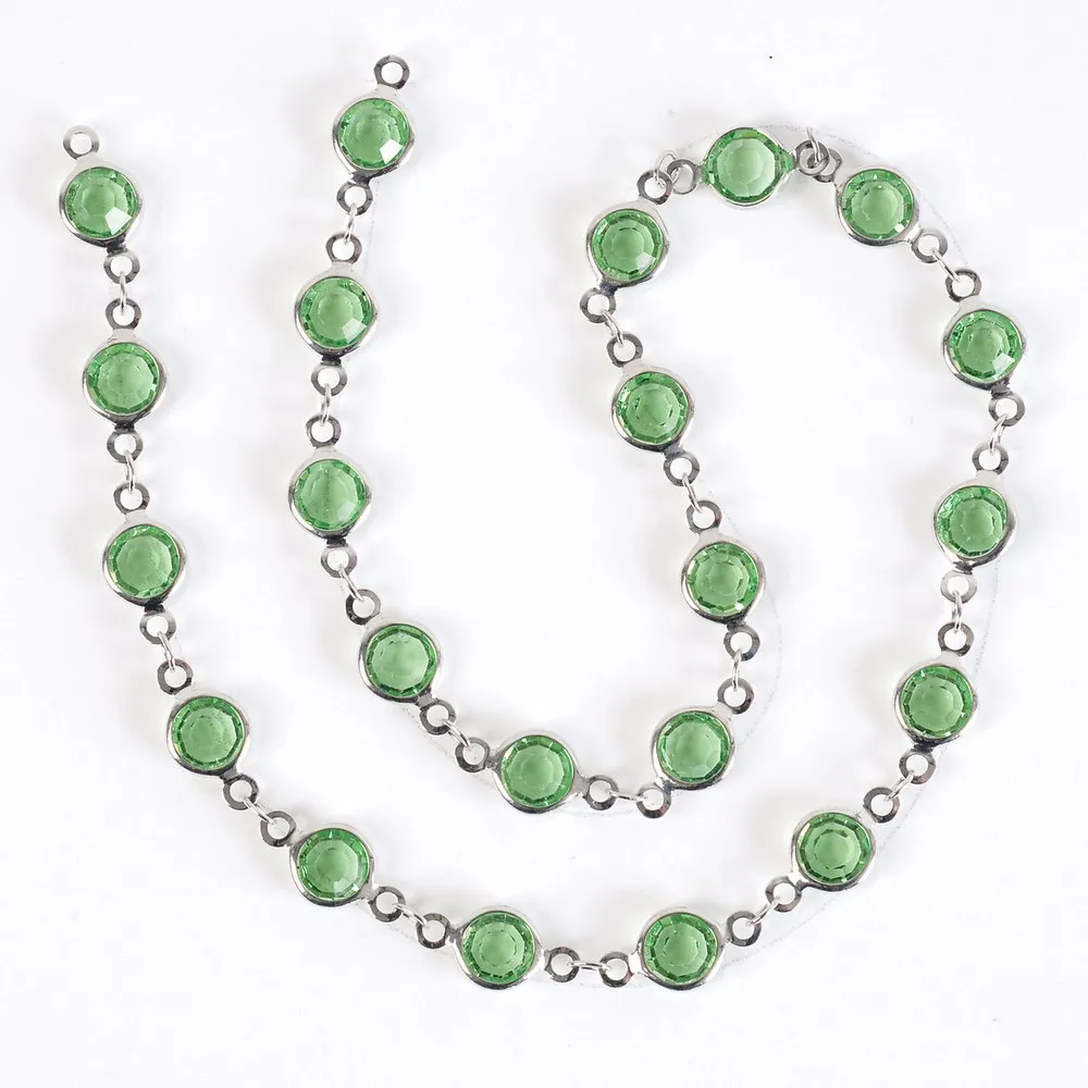 Estrellaª Linked Crystals Chain - Medium, Peridot/Silver