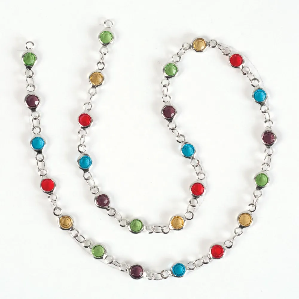 Estrellaª Linked Crystals Chain - Small, Multicolor/Silver