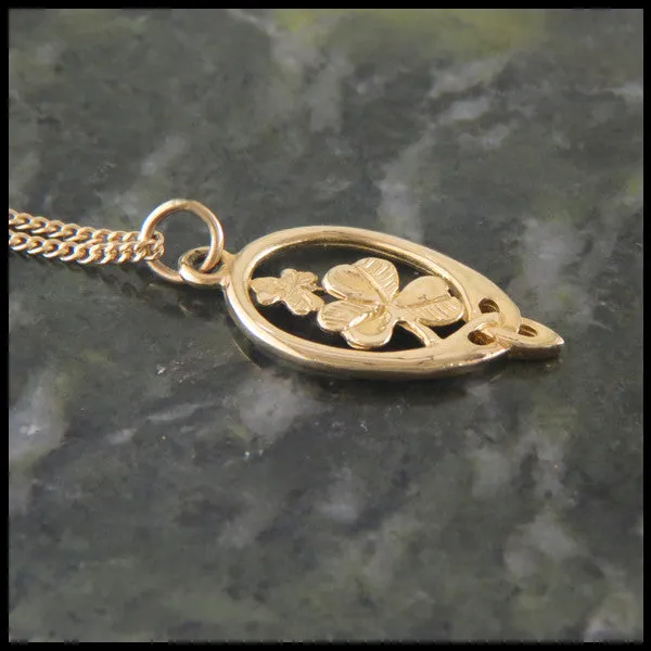 Irish Shamrock Necklace in Gold