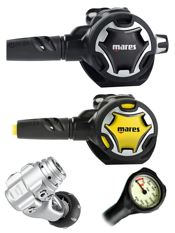 Mares Regulator Set: Dual Adj 62X (DIN or Yoke) w/ Octopus & Free Termo Gauge