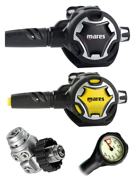 Mares Regulator Set: Dual Adj 62X (DIN or Yoke) w/ Octopus & Free Termo Gauge