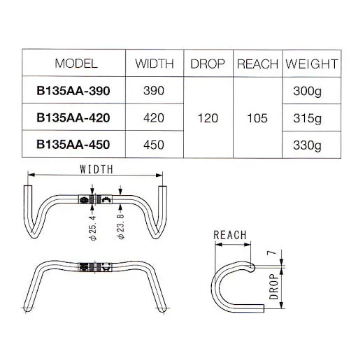 Nitto B135AA-SSB 31.8mm Randonneur Handlebars