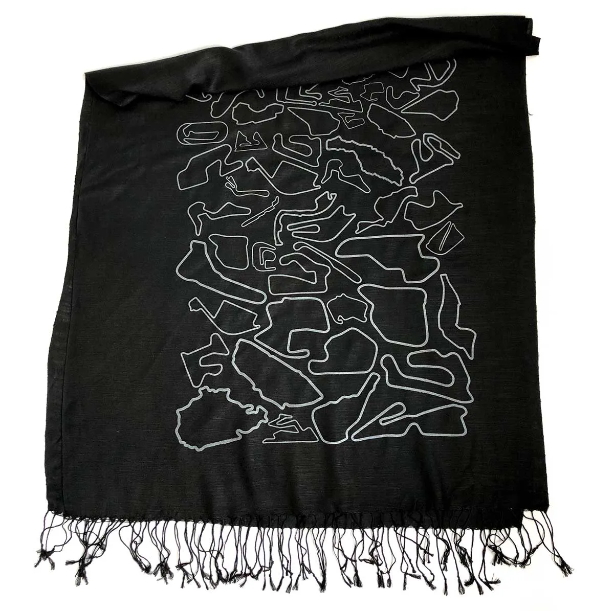 Race Track Maps Scarf, Racing enthusiast linen-weave pashmina