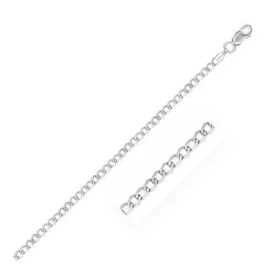 Rhodium Plated 3.0mm Sterling Silver Curb Style Chain, size 24''