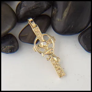 Small Celtic Caring Cross with Stone in Gold