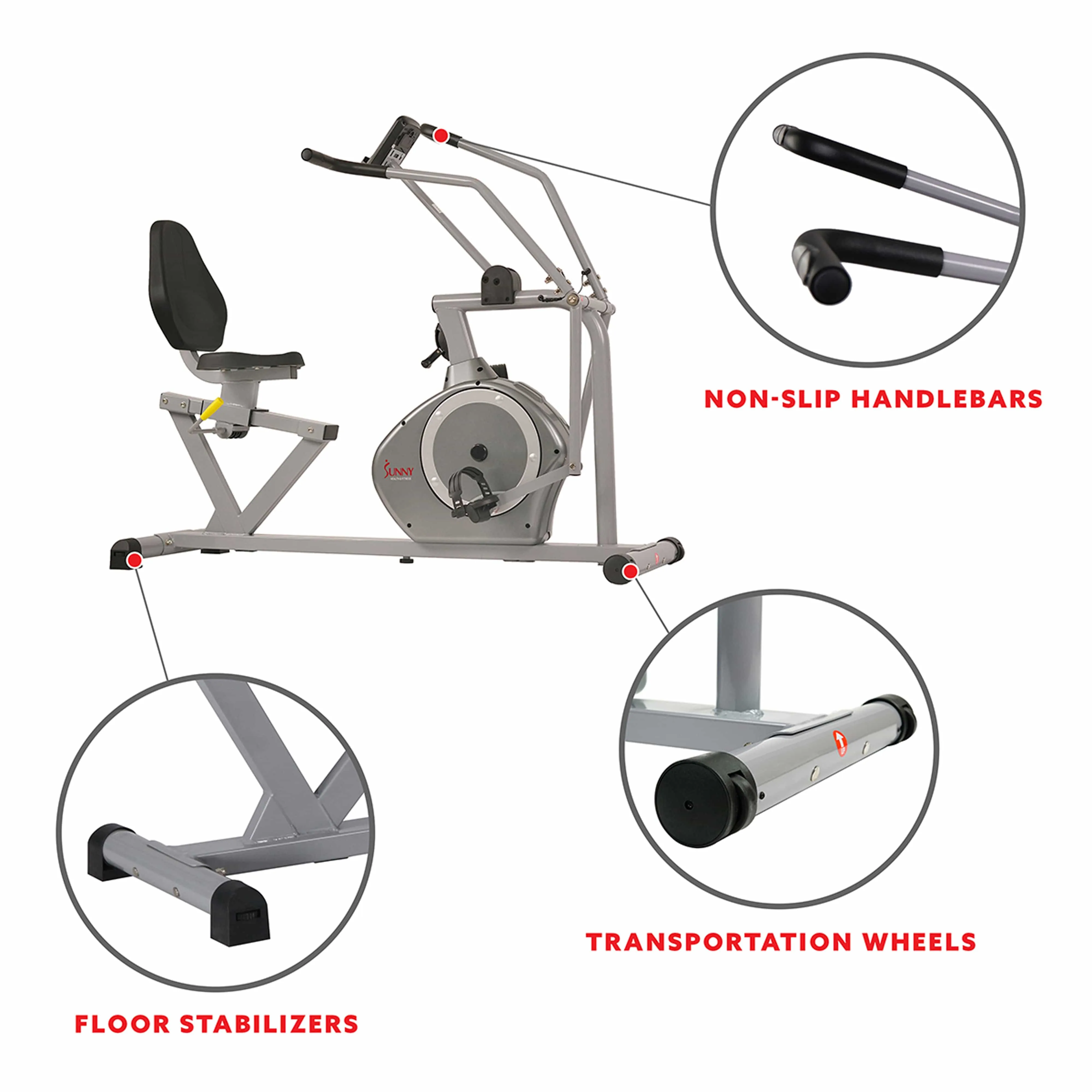 Sunny Health & Fitness Cross Training Magnetic Recumbent Bike - SF-RB4708