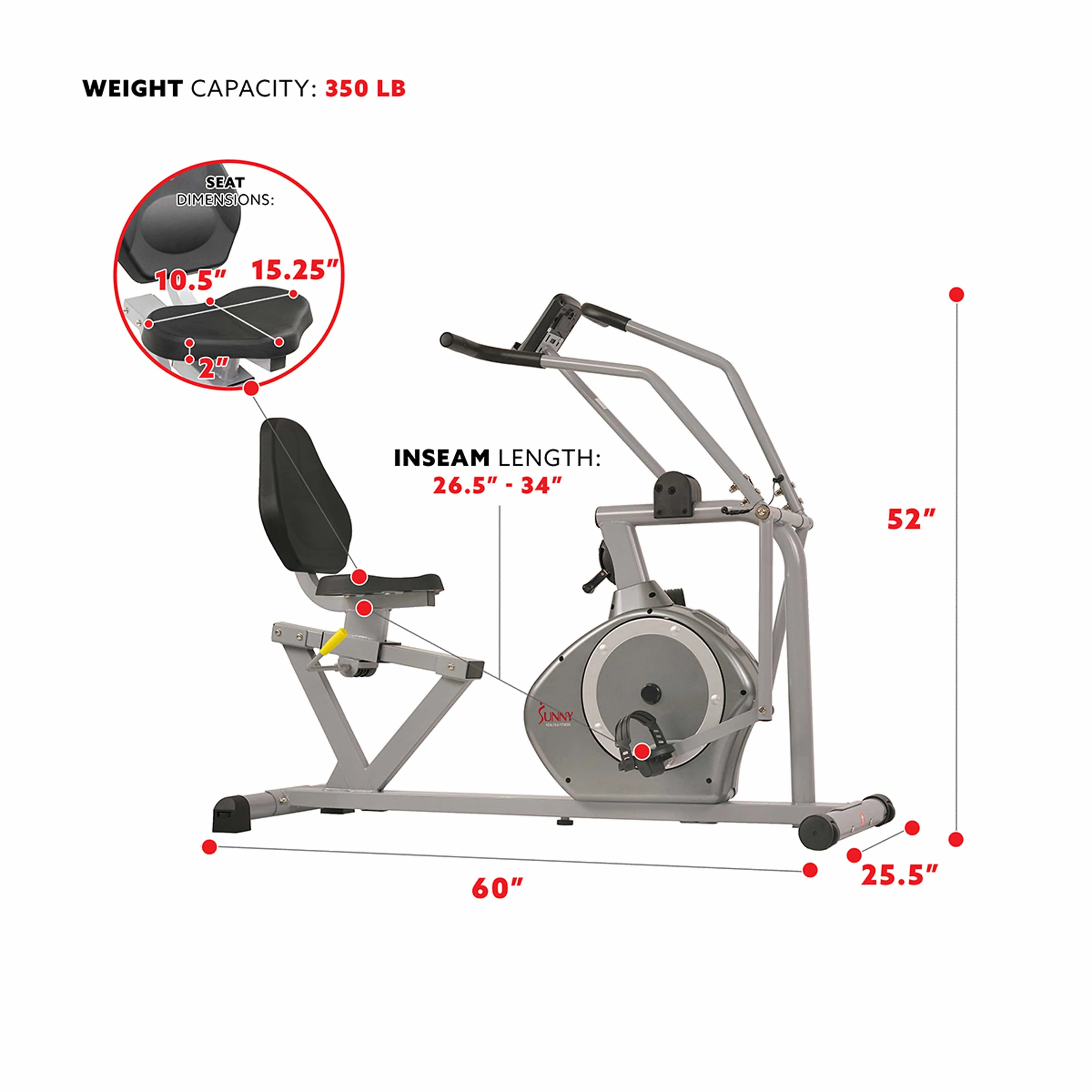 Sunny Health & Fitness Cross Training Magnetic Recumbent Bike - SF-RB4708