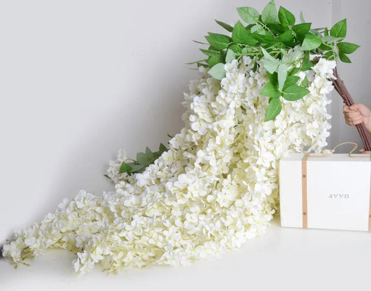 White Wisteria Hanging Flowers Vine for Wedding Arch