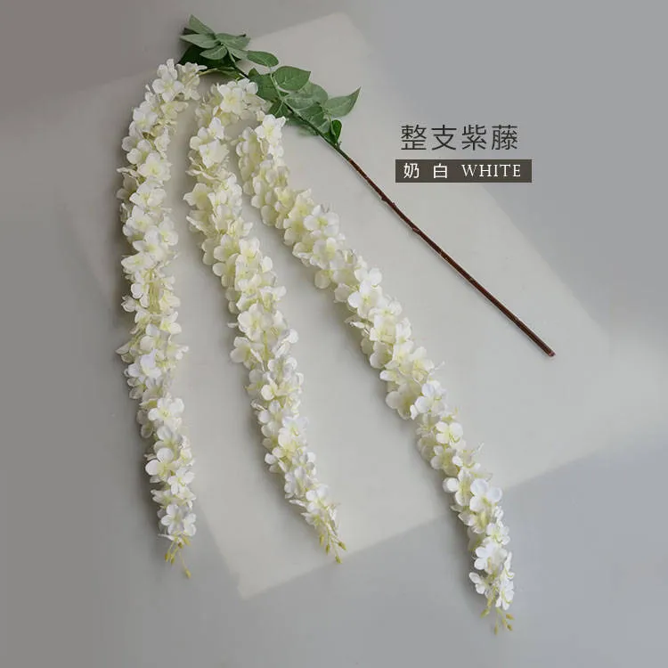 White Wisteria Hanging Flowers Vine for Wedding Arch