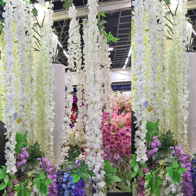 White Wisteria Hanging Flowers Vine for Wedding Arch